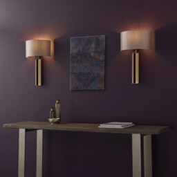 Macerata Wall Lamp Matt Antique Brass Plate & Mink Satin Fabric - thumbnail 3
