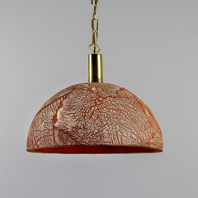 Kauri Dome Pendant 37cm Red Iron, Polished Brass - image 1