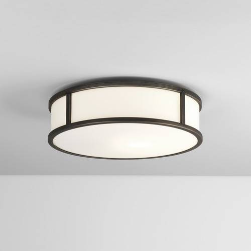 Mashiko Medium Round Bathroom Flush Ceiling Light Bronze Effect IP44, E27