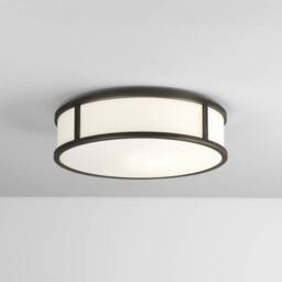 Mashiko Medium Round Bathroom Flush Ceiling Light Bronze Effect IP44, E27