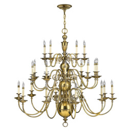 Cambridge 25 Light Candle Chandelier, Burnished Brass - thumbnail 1
