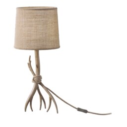 Sabina Table Lamp 57cm, 1 x E27 (Max 40W), Imitation Wood, Linen Shade - thumbnail 1