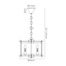 Nolan Cylindrical Ceiling Pendant 3 Light E14 Antique Brass, Amber Glass - thumbnail 3