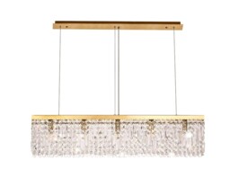 Wethersfield 102x9cm Rectangular Ceiling Pendant Chandelier, 5 Light E14, Gold, Crystal - thumbnail 3