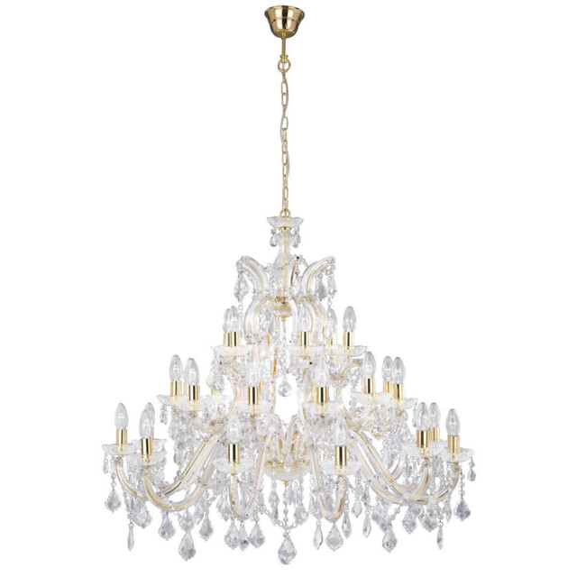 Marie Therese 30 Light Crystal Chandelier Polished Brass Finish, E14 - image 1