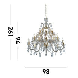 Marie Therese 30 Light Crystal Chandelier Polished Brass Finish, E14 - thumbnail 5