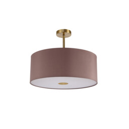 Baymont Antique Brass E27 Semi Flush With 50cm x 20cm Dual Faux Silk Shade, Taupe/Halo Gold - thumbnail 5