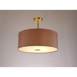 Baymont Antique Brass E27 Semi Flush With 50cm x 20cm Dual Faux Silk Shade, Taupe/Halo Gold - thumbnail 2