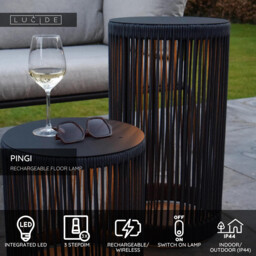 Lucide PINGI - Rechargeable Floor lamp Indoor/Outdoor - Battery pack - Ø 33,5 cm- LED 3 StepDim - 1x3W 3000K - IP44 - Black - thumbnail 2