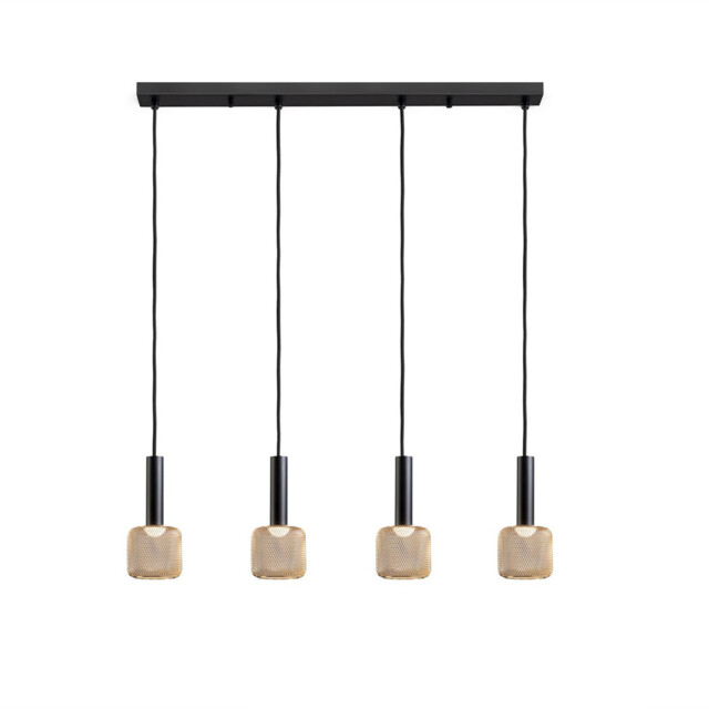 Sincro Dimmable 4 Light Bar Pendant Ceiling Light Matt Black, Gold 3000K 1800Lm - image 1