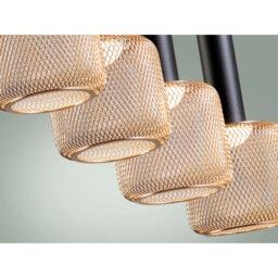 Sincro Dimmable 4 Light Bar Pendant Ceiling Light Matt Black, Gold 3000K 1800Lm - thumbnail 3
