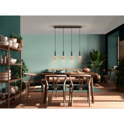 Sincro Dimmable 4 Light Bar Pendant Ceiling Light Matt Black, Gold 3000K 1800Lm - thumbnail 2