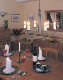 Minster 6 Light Chandelier Black, Gold Finish, E14 - thumbnail 2