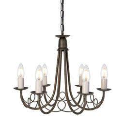 Minster 6 Light Chandelier Black, Gold Finish, E14