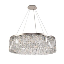 Wethersfield Cylindrical 80cm Ceiling Pendant Chandelier, 12 Light E14, Polished Chrome, Crystal - thumbnail 3