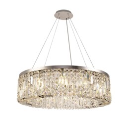 Wethersfield Cylindrical 80cm Ceiling Pendant Chandelier, 12 Light E14, Polished Chrome, Crystal - thumbnail 1