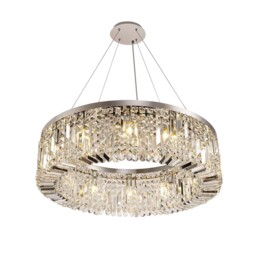 Wethersfield Cylindrical 80cm Ceiling Pendant Chandelier, 12 Light E14, Polished Chrome, Crystal - thumbnail 5