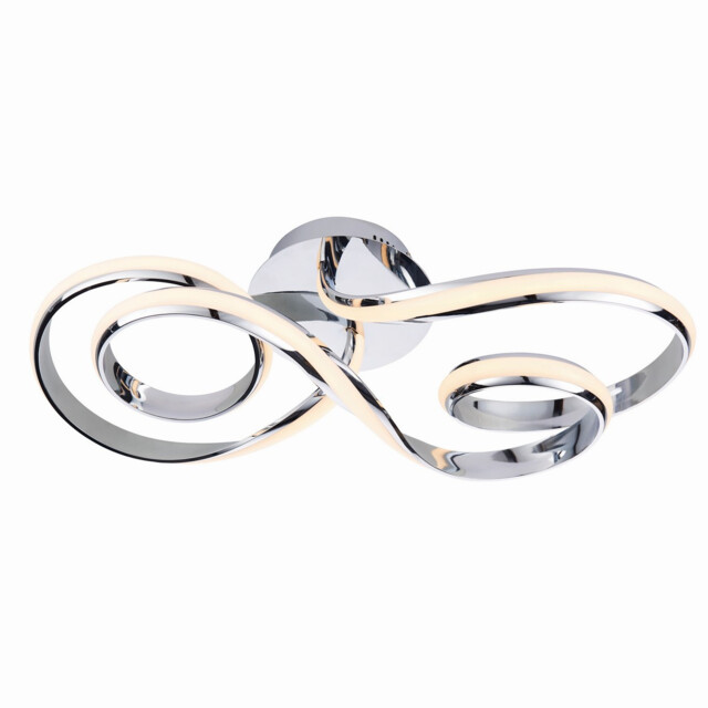 Aria Integrated LED Semi Flush Chrome Effect Plate & Matt White Silicone 1 Light Dimmable IP20 - image 1