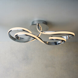 Aria Integrated LED Semi Flush Chrome Effect Plate & Matt White Silicone 1 Light Dimmable IP20 - thumbnail 3