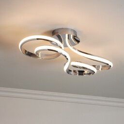 Aria Integrated LED Semi Flush Chrome Effect Plate & Matt White Silicone 1 Light Dimmable IP20 - thumbnail 2