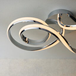 Aria Integrated LED Semi Flush Chrome Effect Plate & Matt White Silicone 1 Light Dimmable IP20 - thumbnail 5