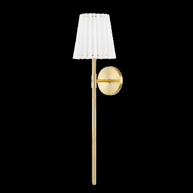 Demi 1 Light Wall Sconce Aged Brass with White Shade