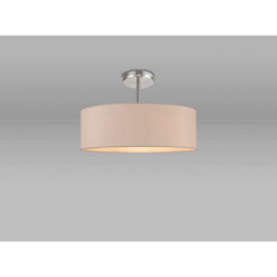 Baymont Polished Chrome 5 Light E27 Drop Flush, With 45cm x 15cm Dual Faux Silk Shade, Nude Beige/Moonlight - thumbnail 2