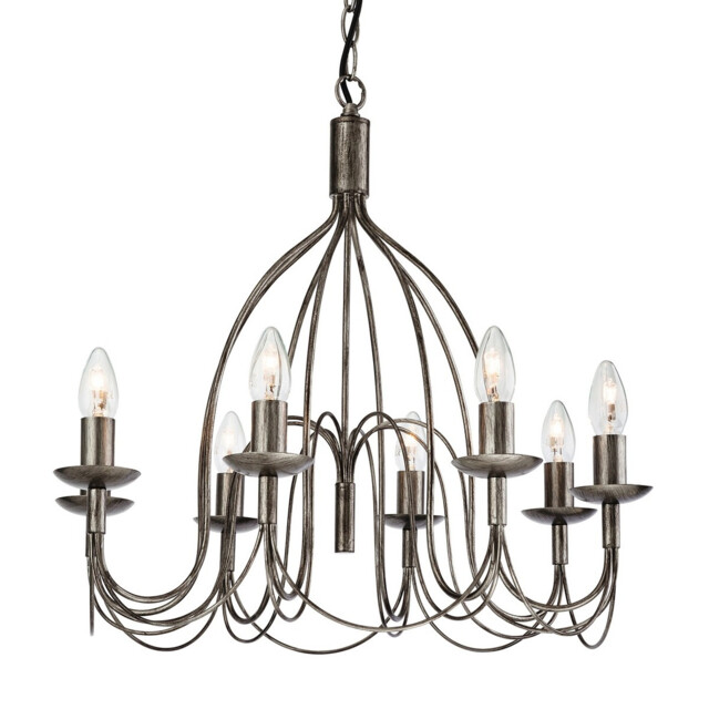 Regency 8 Light Chandelier Antique Silver, E14