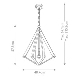 View Point Chandelier 3 Light Brass Finish, E14 - thumbnail 5