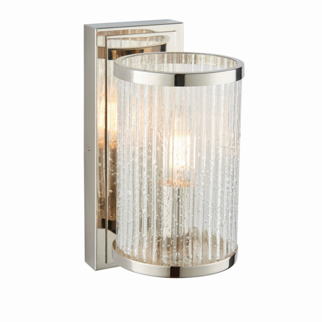 Easton 1 Light Wall Bright Nickel, Ribbed Glass With Bubbles, E14 - image 1