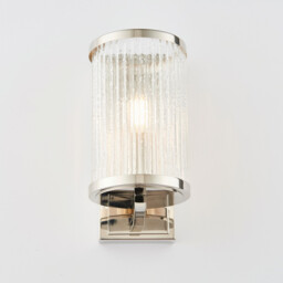 Easton 1 Light Wall Bright Nickel, Ribbed Glass With Bubbles, E14 - thumbnail 3