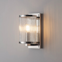 Easton 1 Light Wall Bright Nickel, Ribbed Glass With Bubbles, E14 - thumbnail 2