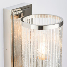 Easton 1 Light Wall Bright Nickel, Ribbed Glass With Bubbles, E14 - thumbnail 5