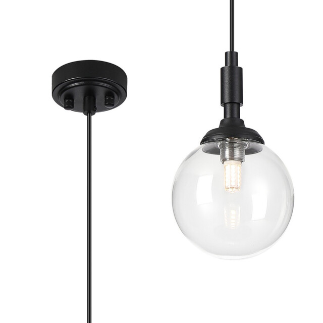 Richmond 12cm Pendant, 1 Light G9, IP44, Satin Black/Clear Smooth Round Glass - image 1
