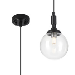 Richmond 12cm Pendant, 1 Light G9, IP44, Satin Black/Clear Smooth Round Glass