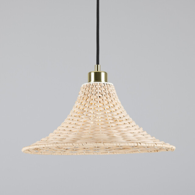 Savannah Rattan Large Dome Pendant, Polished Brass - image 1