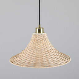 Savannah Rattan Large Dome Pendant, Polished Brass - thumbnail 2