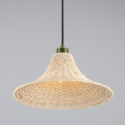 Savannah Rattan Large Dome Pendant, Polished Brass - thumbnail 3