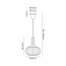 Yorktown E27 Ceiling Pendant With 30cm Oval Sphere Ribbed Glass, Black Chrome, Petrol Blue, Matt Black - thumbnail 2