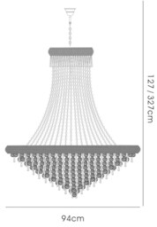 Alexandra Ceiling Pendant Chandelier 20 Light Polished Chrome, Crystal - thumbnail 3