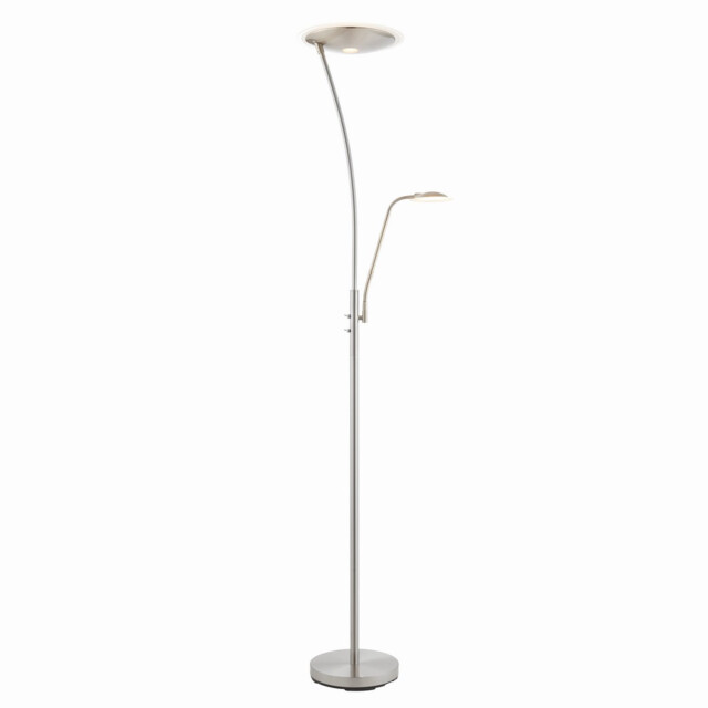 Alassio LED 1 Light Floor Lamp Satin Chrome, And Frosted Plastic