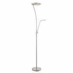 Alassio LED 1 Light Floor Lamp Satin Chrome, And Frosted Plastic