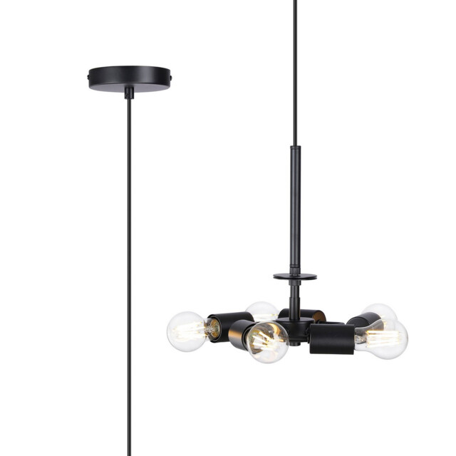 Baymont 28cm Satin Black 5 Light E27 Universal Single Pendant, Suitable For A Vast Selection Of Shades - image 1