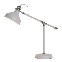 Tioga Adjustable Table Lamp, 1 x E27, Sand White, Satin Nickel, White - thumbnail 1