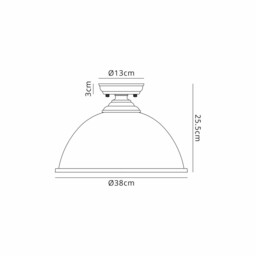Dresden Flush Ceiling Lamp E27 With Dome 38cm Glass Shade Matt Black, Clear - thumbnail 2