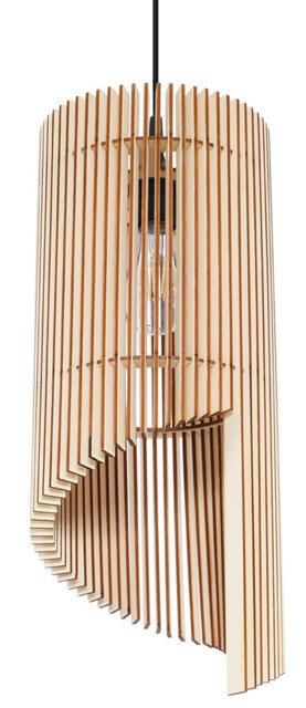 Alexia Wire Frame Pendant Light Natural Wood E27 - image 1