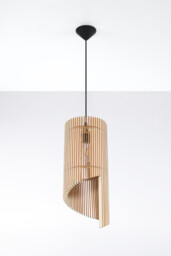 Alexia Wire Frame Pendant Light Natural Wood E27 - thumbnail 2
