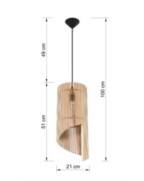 Alexia Wire Frame Pendant Light Natural Wood E27 - thumbnail 5