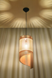 Alexia Wire Frame Pendant Light Natural Wood E27 - thumbnail 3