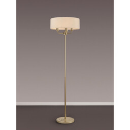 Banyan 3 Light Switched Floor Lamp With 45cm x 15cm Dual Faux Silk Fabric Shade Champagne Gold/Nude Beige - thumbnail 2